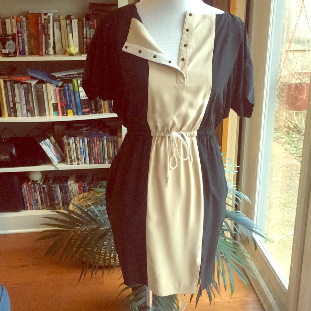 Cynthia Steffe silk blouse dress with pockets.